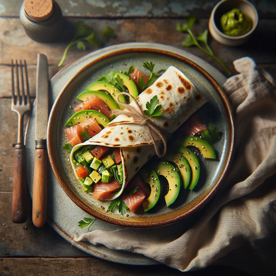 Wrap De Salmón Ahumado, Aguacate Y Eneldo