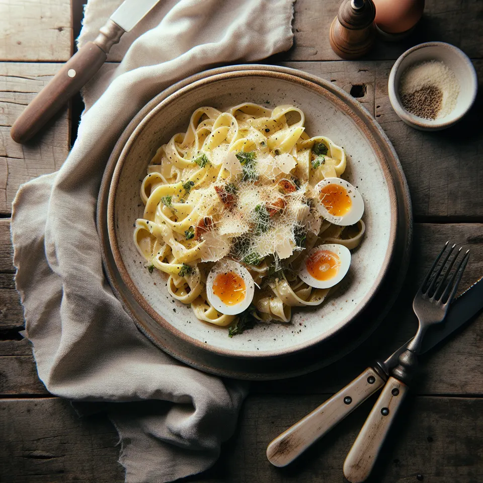 Pasta Carbonara Con Toque De Parmesano