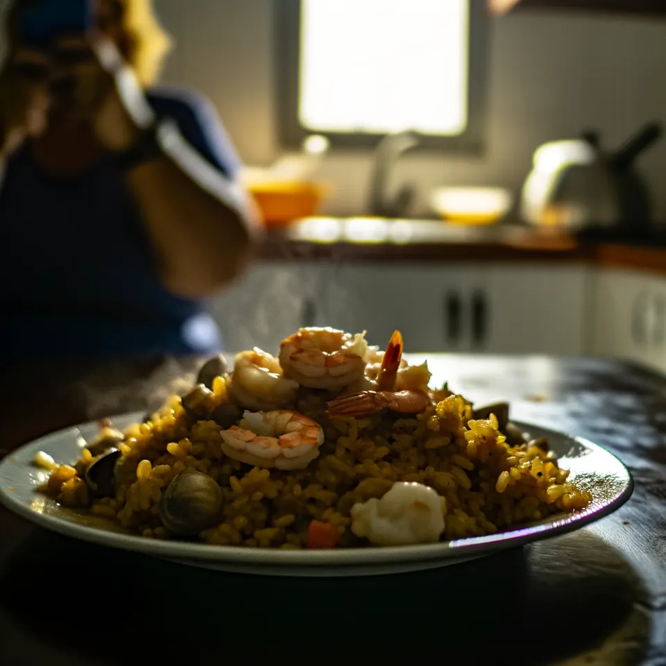 Arroz Meloso Con Mariscos Y Azafrán
