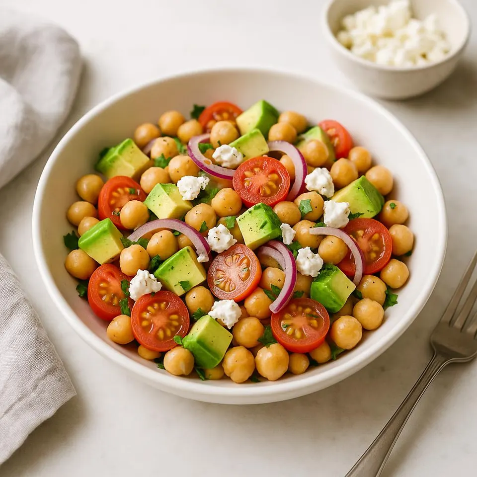 Ensalada De Garbanzos Con Aguacate Y Feta