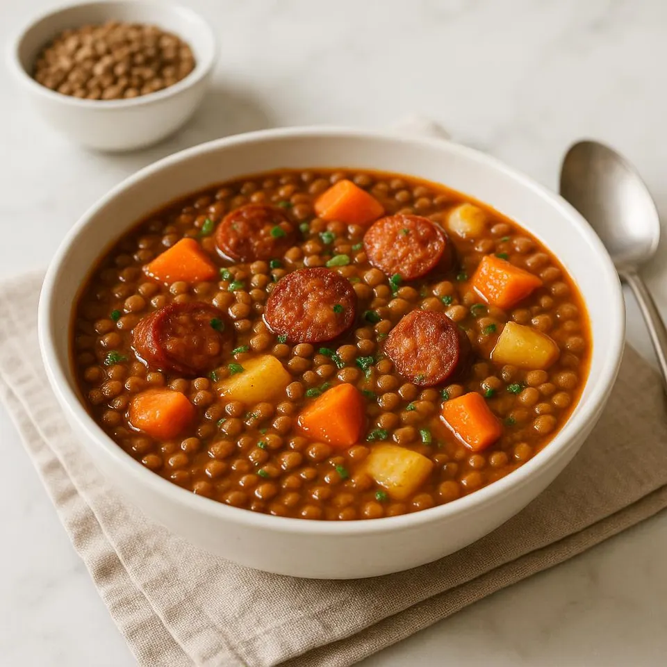 Guiso De Lentejas Con Chorizo Y Verduras