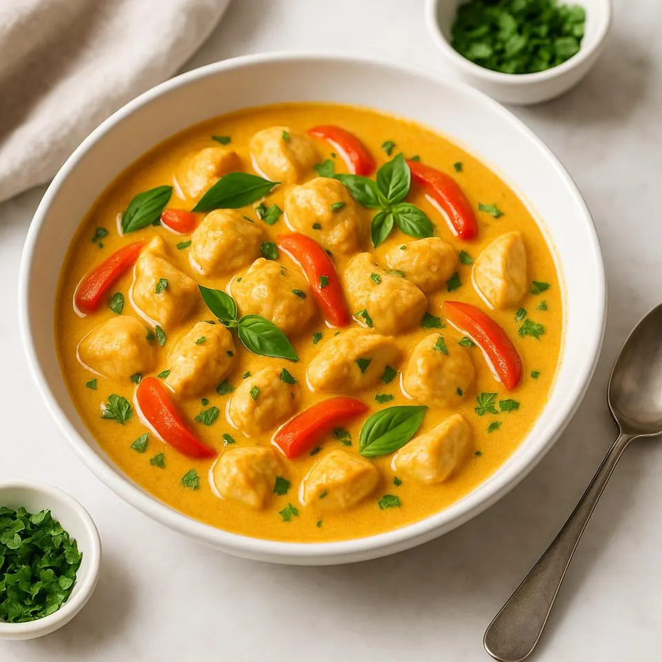 Pollo Al Curry Tailandés Con Leche De Coco